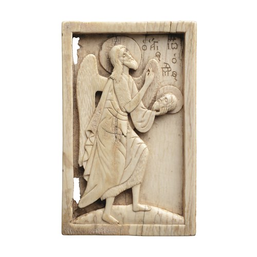 A Rare Travelling Devotional Orthodox Plaque Depicting St John the Baptist